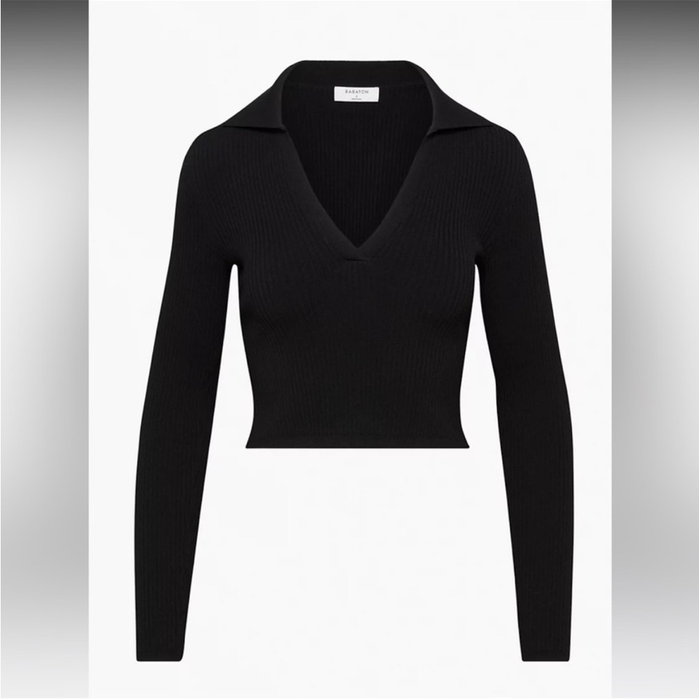 Black Ribbed Long Sleeve Aritzia Top